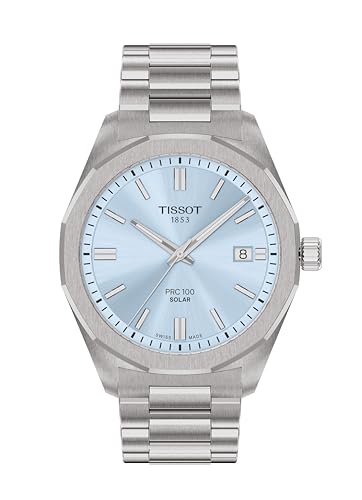 Tissot PRC 100 Solar, Swiss Solar Quartz, 39mm, Ice Blue Dial, Men’s Watch
