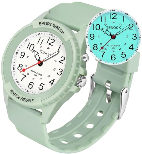 TENOCK Analog Watches for Women Nurses 50M Waterproof, Night Light & 12/24H